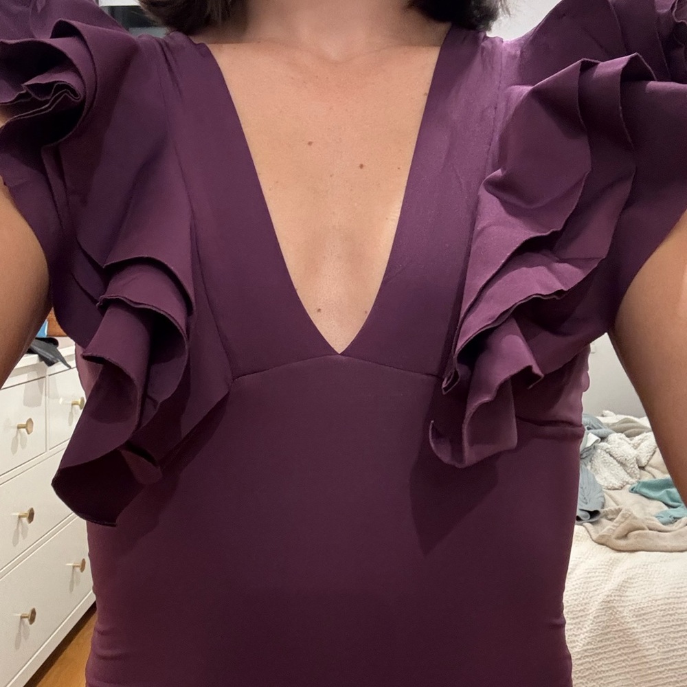 Elegant Plum Ruffle Dress